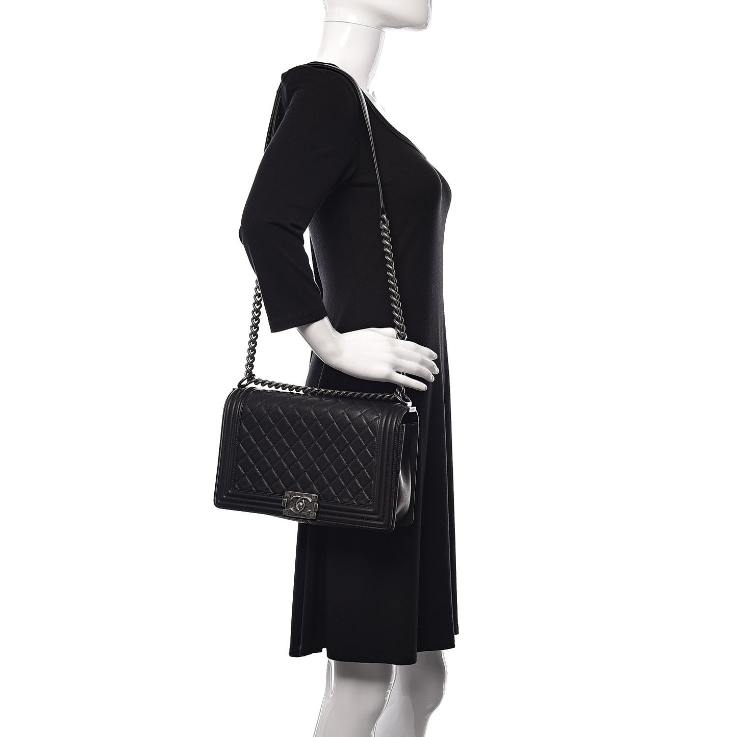 Calfskin Quilted New Medium Boy Flap Black