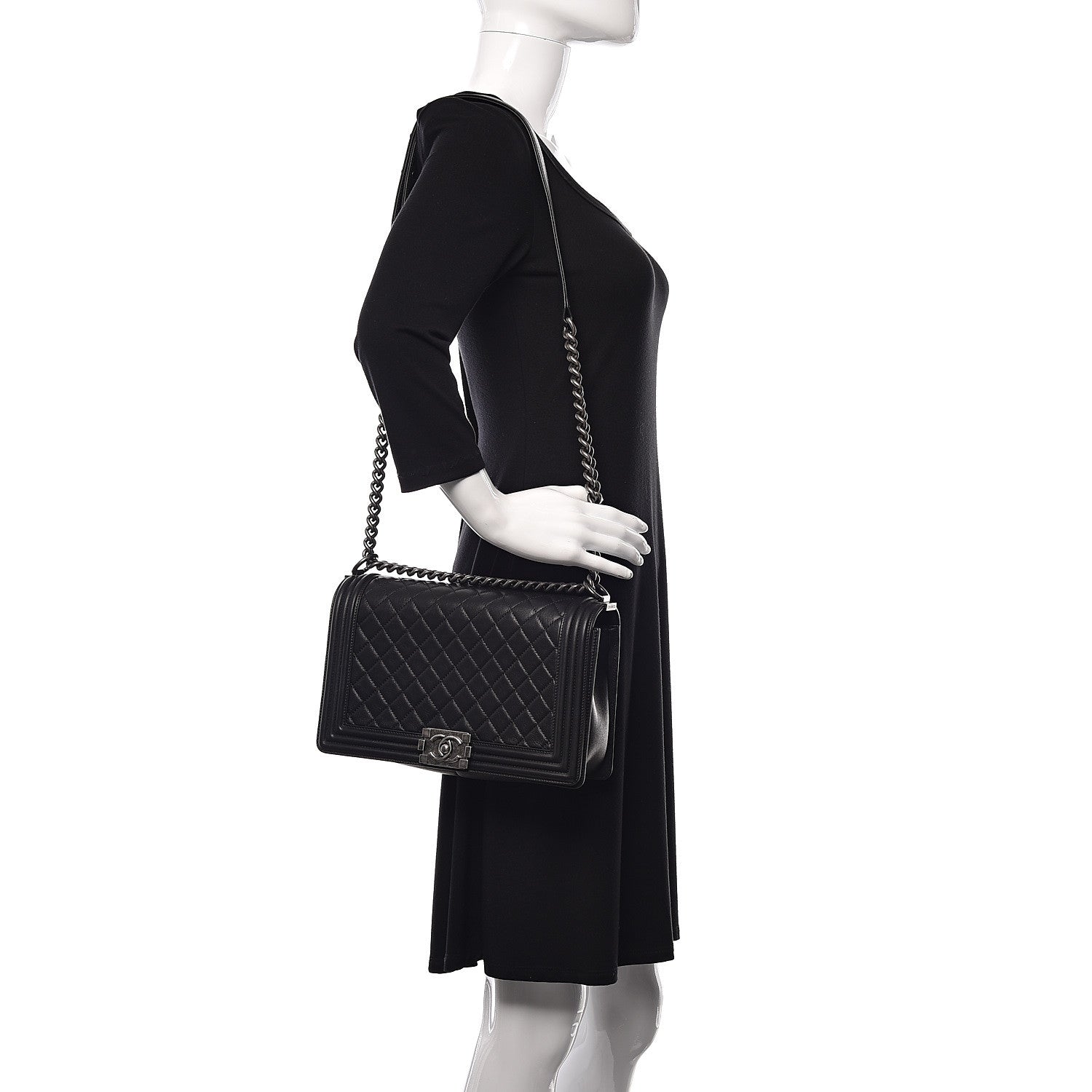 Chanel Calfskin Quilted New Medium Boy Flap Black 2 of 9
