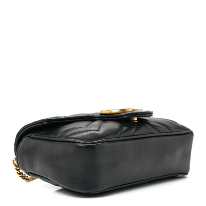 Gucci Calfskin Matelasse Super Mini GG Marmont Shoulder Bag Black 4 of 12