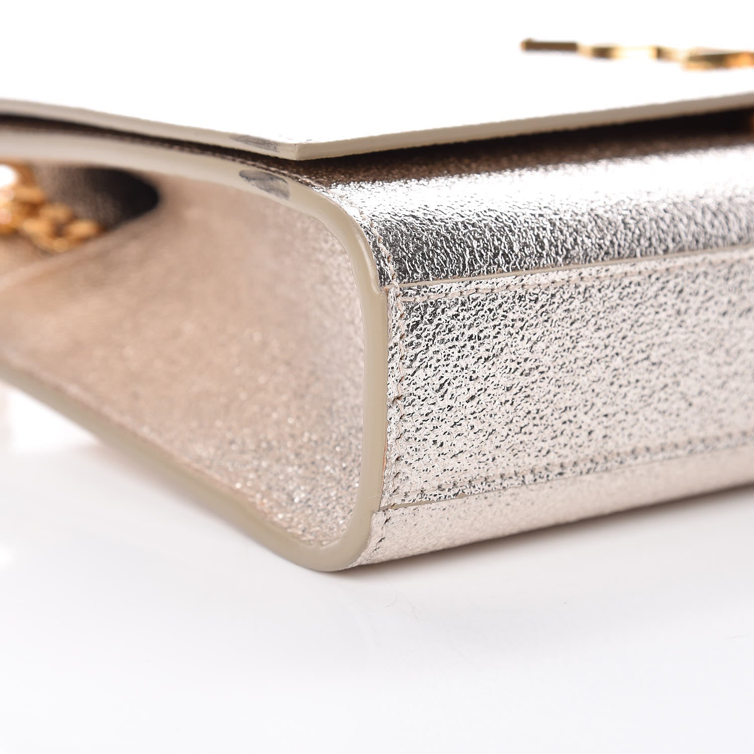 Saint Laurent Metallic Calfskin Medium Classic Monogram Kate Satchel Gold 5 of 9