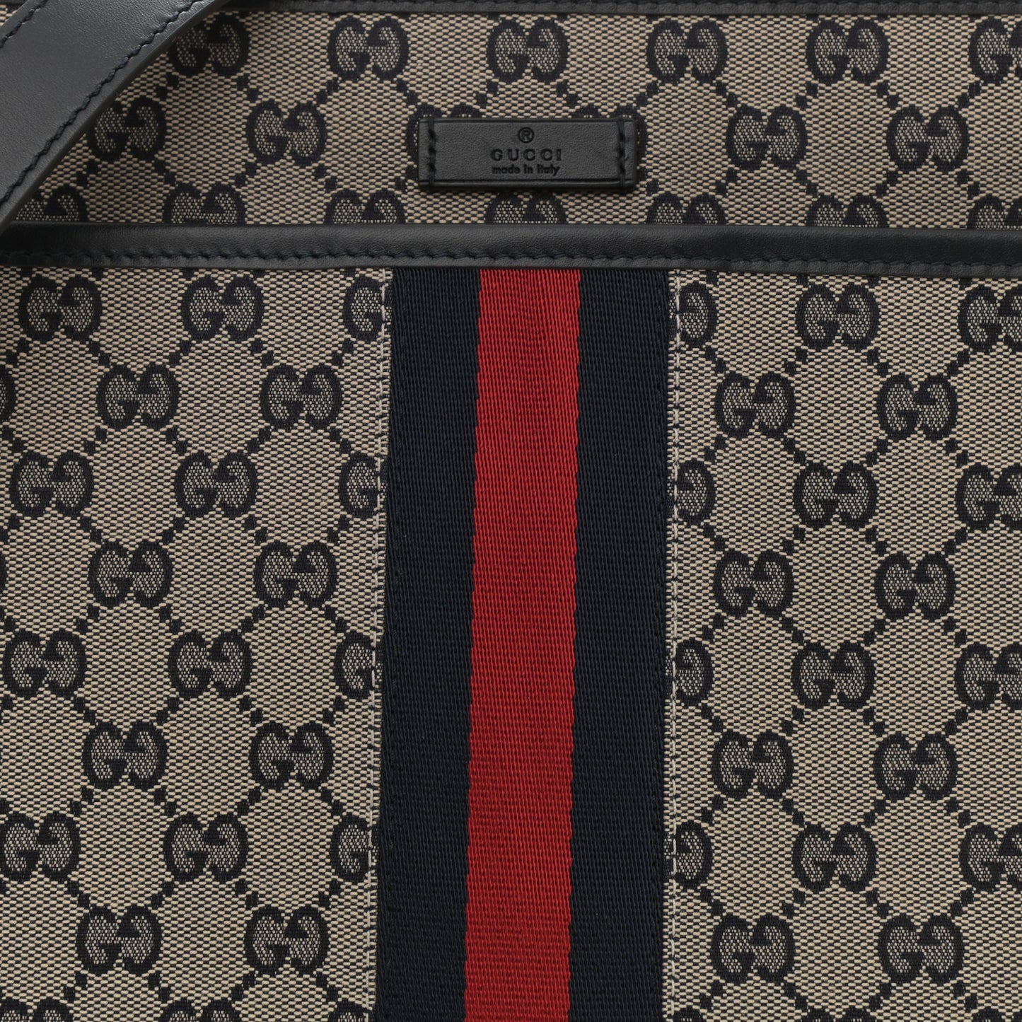 GG Supreme Monogram Web Flat Messenger Bag Navy