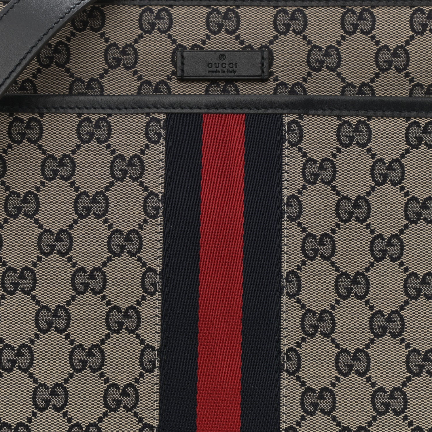 Gucci GG Supreme Monogram Web Flat Messenger Bag Navy 8 of 8