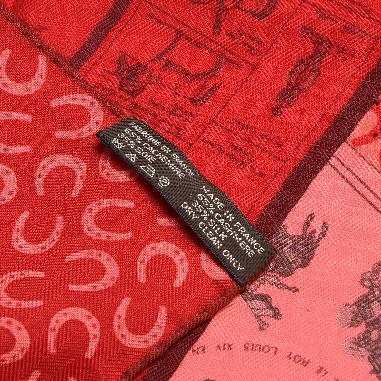 Cashmere Silk A Cheval Sur Mon Carre Shawl 140 Rouge Crevette Bois De Rose