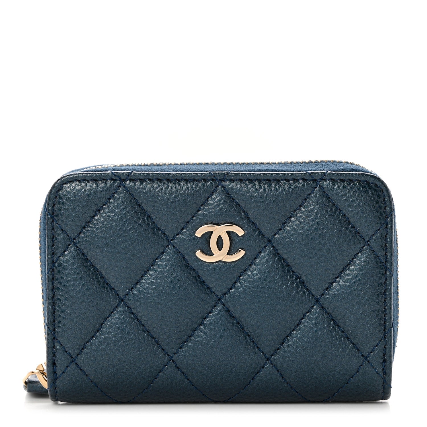 Chanel Iridescent Caviar Quilted Zip Coin Purse Dark Blue 1 of 7