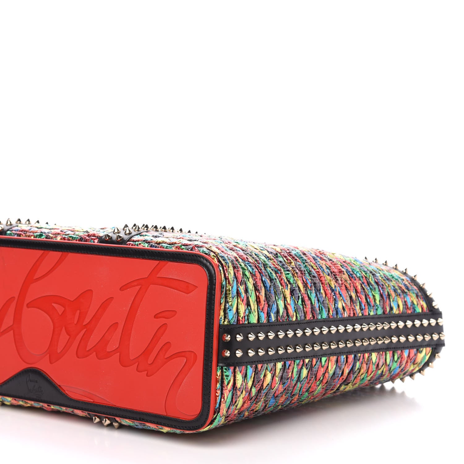 Christian Louboutin Calfskin Metallic Straw Spikes East West Cabata Tote Multicolor 10 of 11
