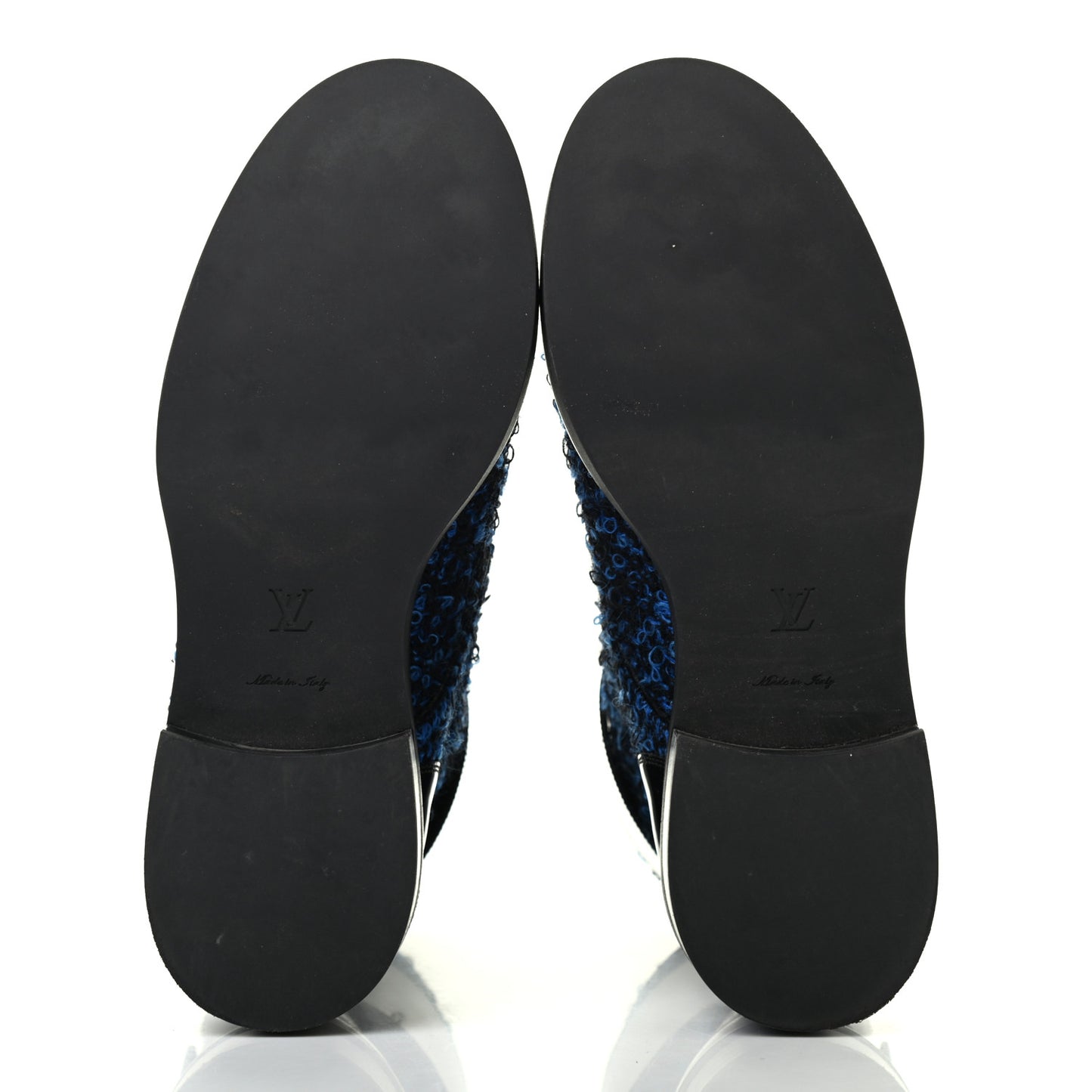 Tweed Calfskin Wonderland Ranger Boots 36.5 Blue Black