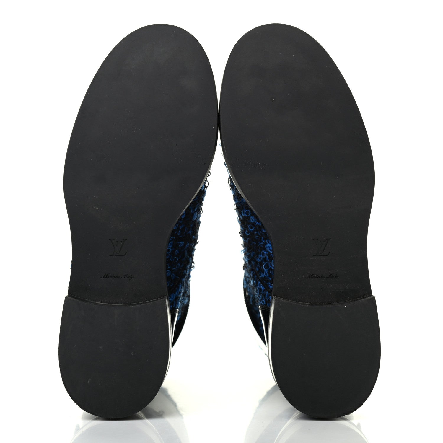Louis Vuitton Tweed Calfskin Wonderland Ranger Boots 36.5 Blue Black 5 of 8
