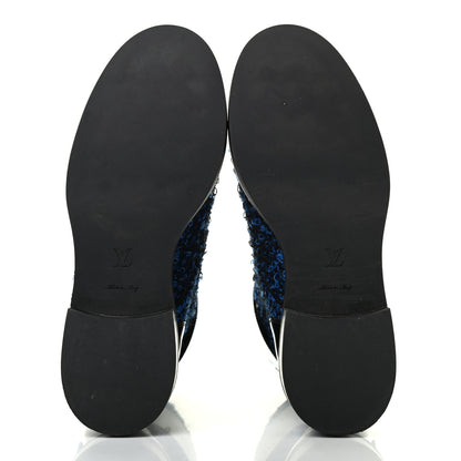 Louis Vuitton Tweed Calfskin Wonderland Ranger Boots 36.5 Blue Black 5 of 8