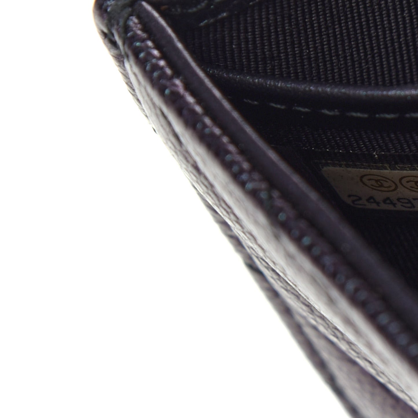 Iridescent Caviar Chevron Quilted Large Gusset Flap Wallet Black