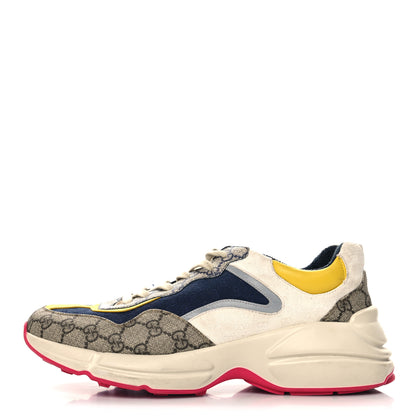 Gucci GG Supreme Monogram Mix Monogram Mens Rhyton Sneakers 9 London Blue Beige Sun Yellow 1 of 10