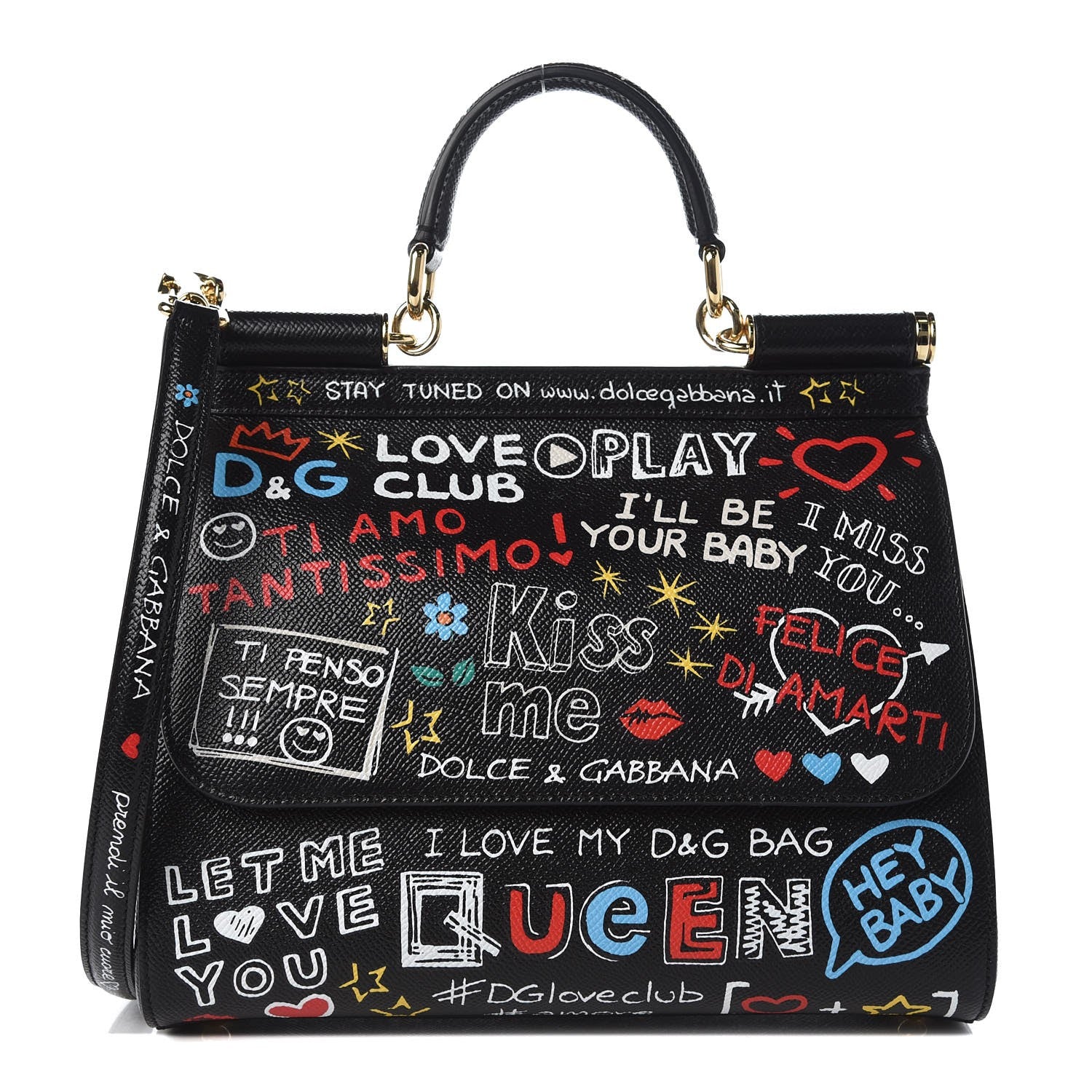 Dolce & Gabbana Dauphine Printed Medium Miss Sicily Satchel Black 1 of 8