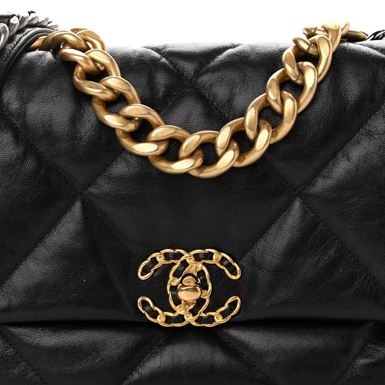 Chanel Goatskin Quilted Large Chanel 19 Flap Black 12 of 13