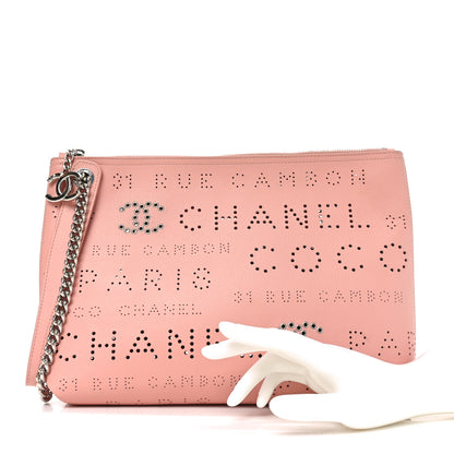Chanel Calfskin Eyelets Clutch Pink 2 of 10