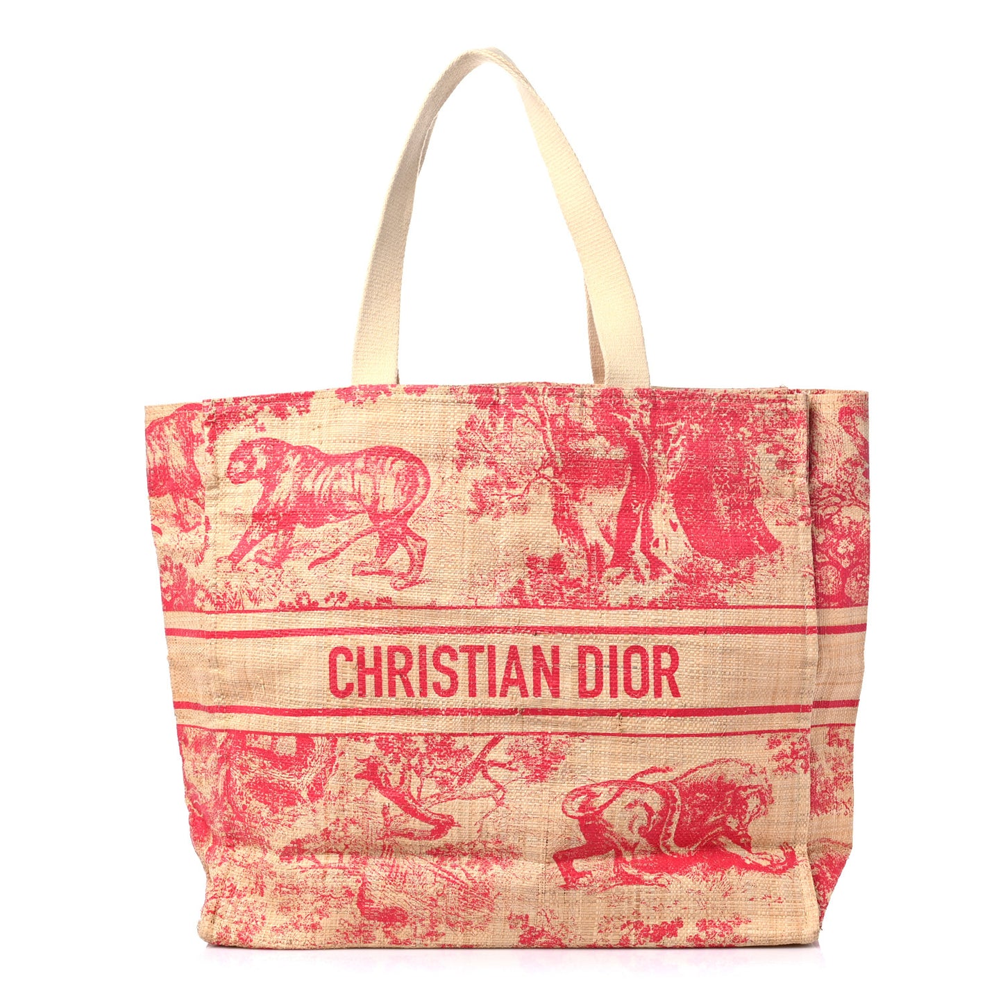 Straw Dioriviera Tote Red