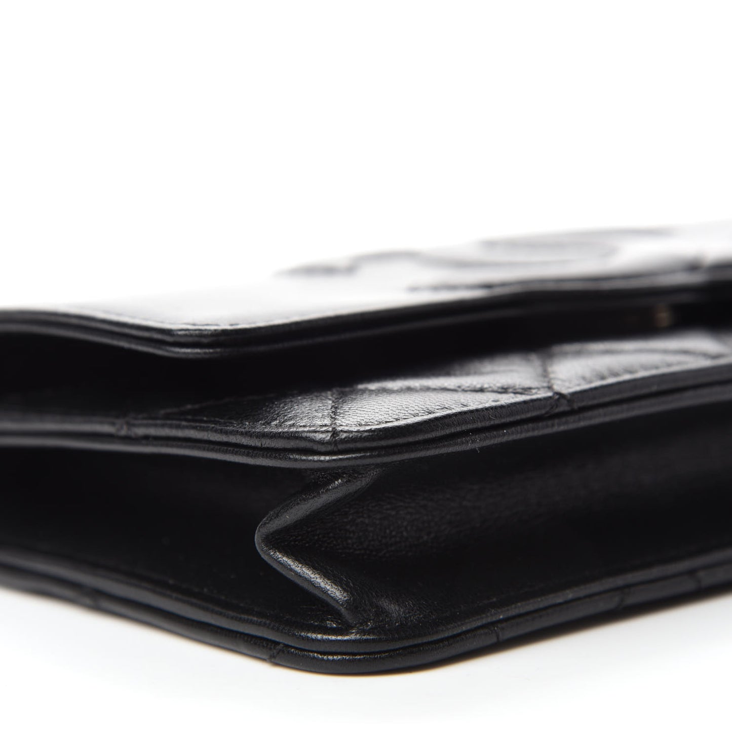 Goatskin Quilted Timeless CC Wallet On Chain WOC Black