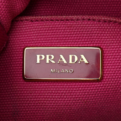 Prada Denim Small Canapa Logo Tote Peonia 7 of 20