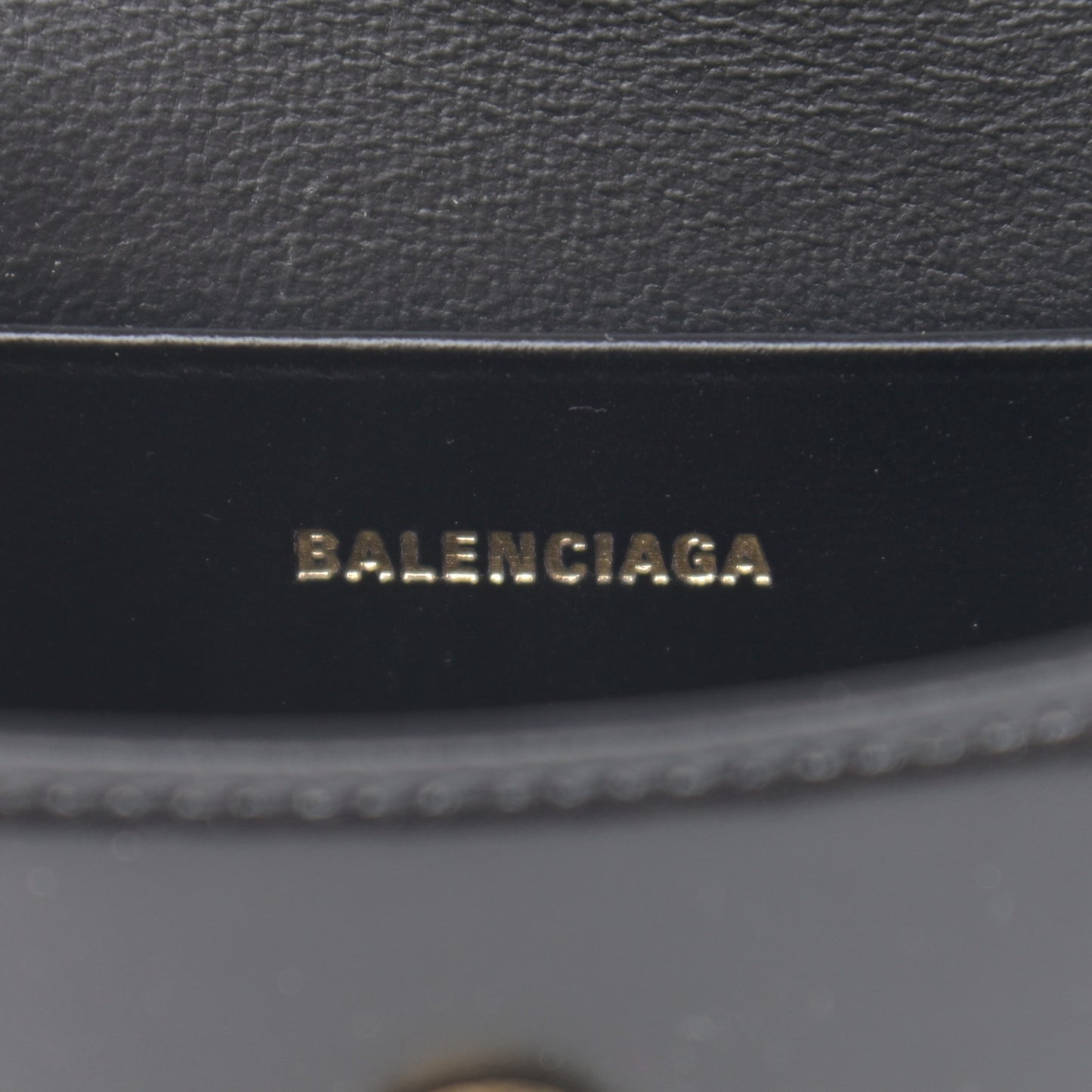 Shiny Box Calfskin Hourglass Top Handle Bag Mini Black