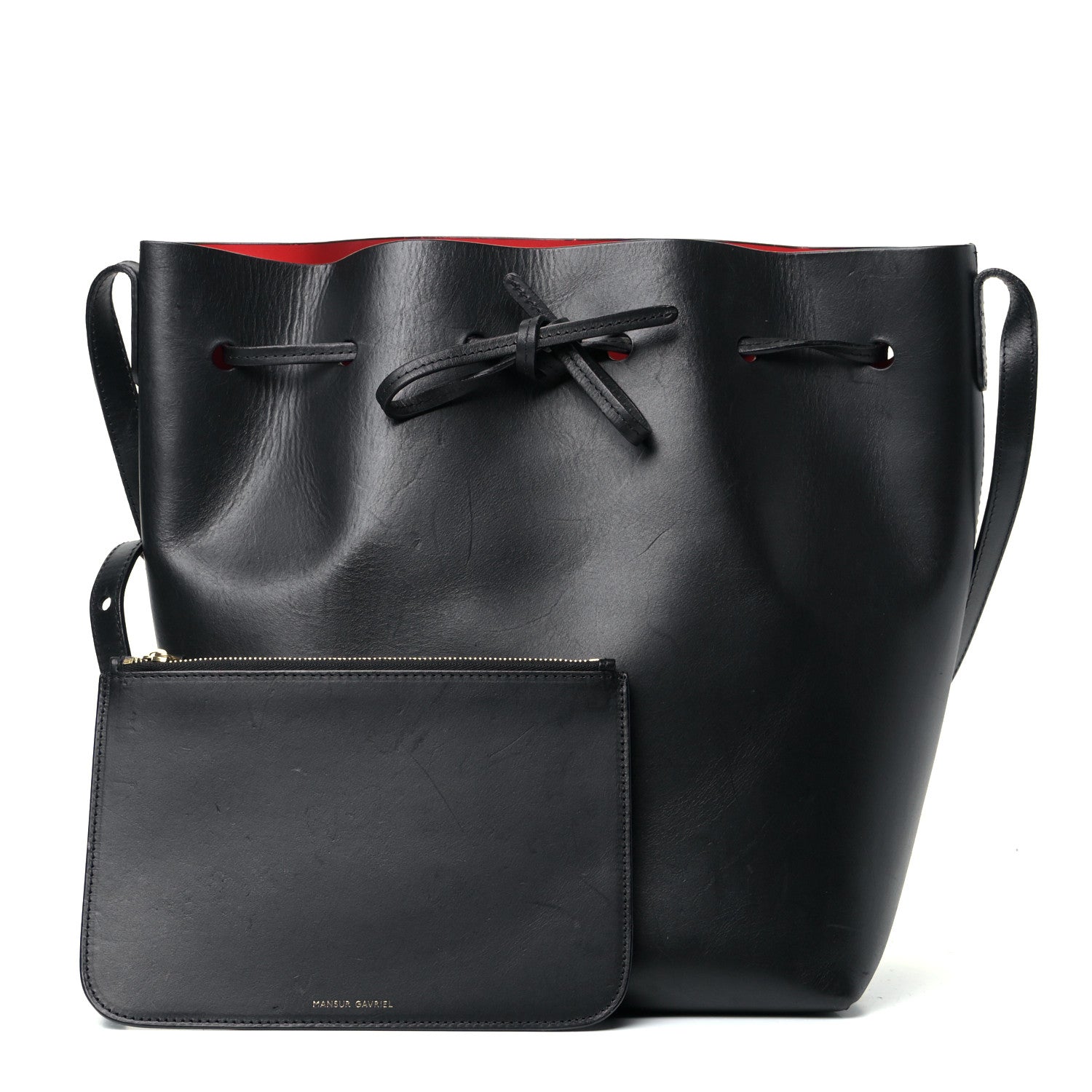 Mansur Gavriel Vegetable Tanned Calfskin Bucket Bag Black Flamma 1 of 4