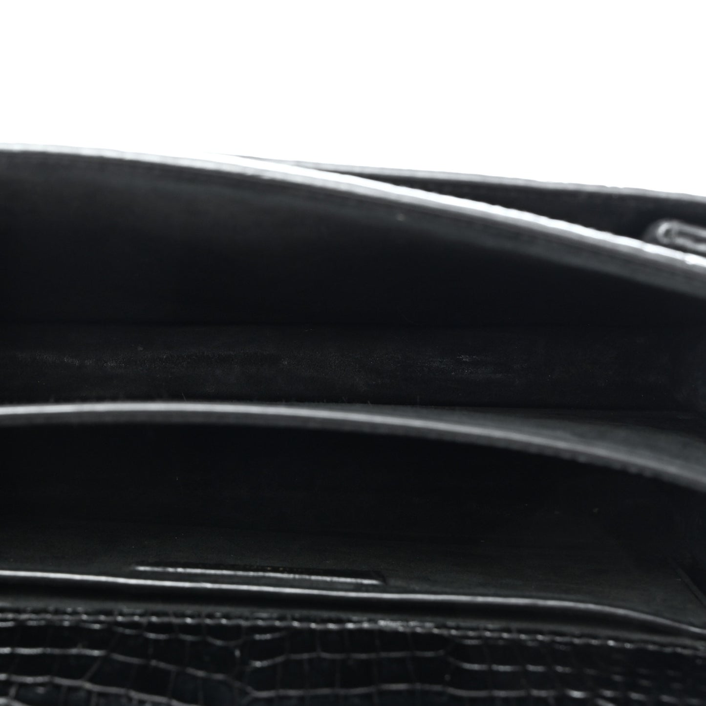Calfskin Crocodile Embossed Medium Monogram Sunset Black