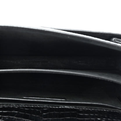 Saint Laurent Calfskin Crocodile Embossed Medium Monogram Sunset Black 5 of 11