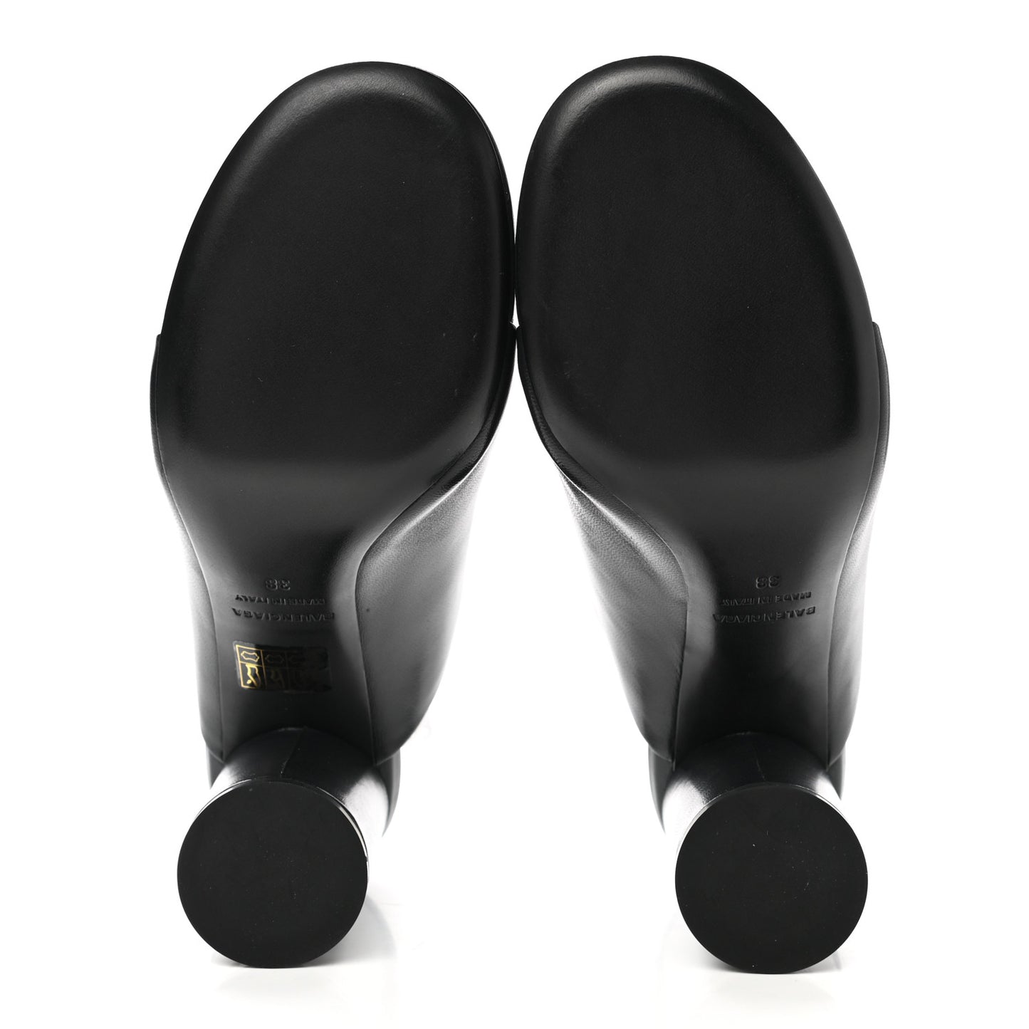 Shiny Sheepskin Oval 90mm Mule Pump 38 Black White