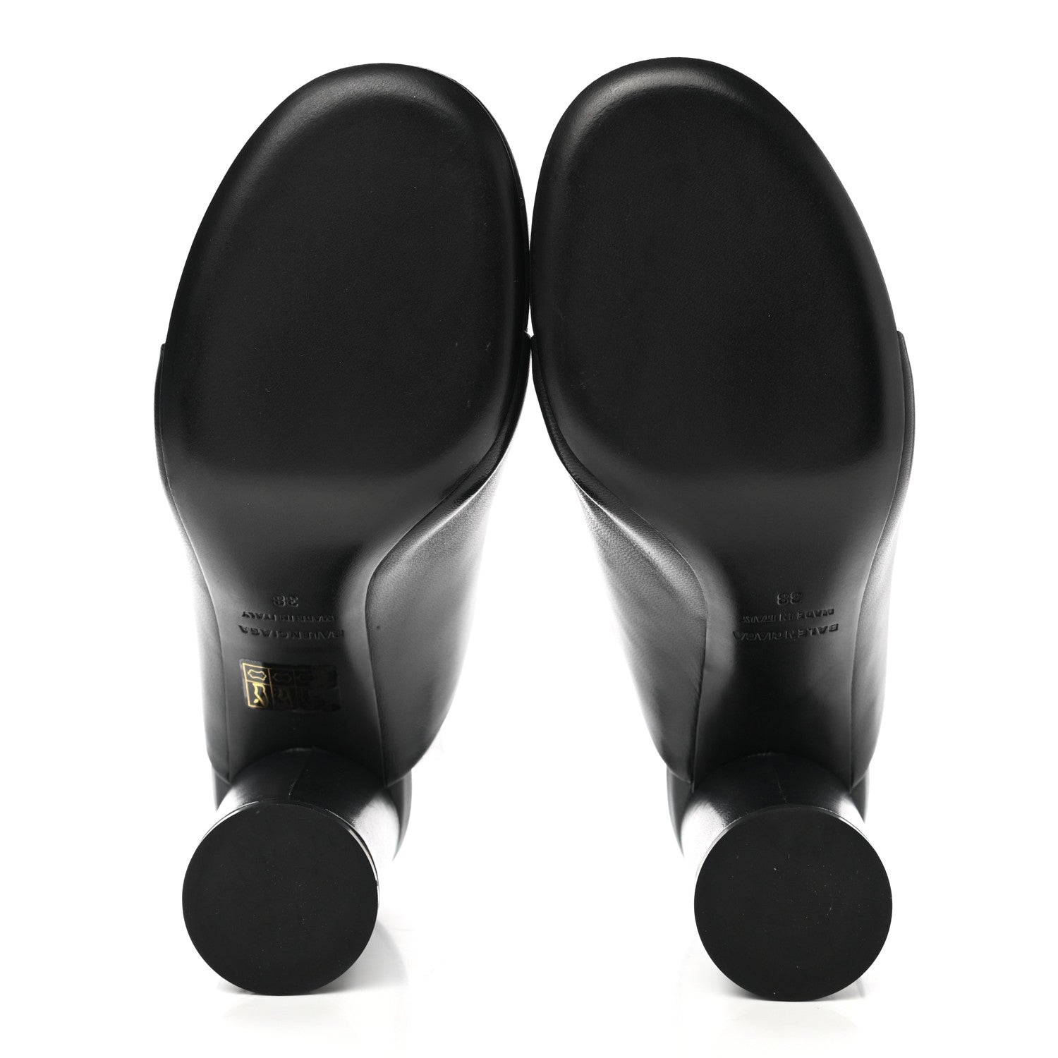 Balenciaga Shiny Sheepskin Oval 90mm Mule Pump 38 Black White 5 of 8