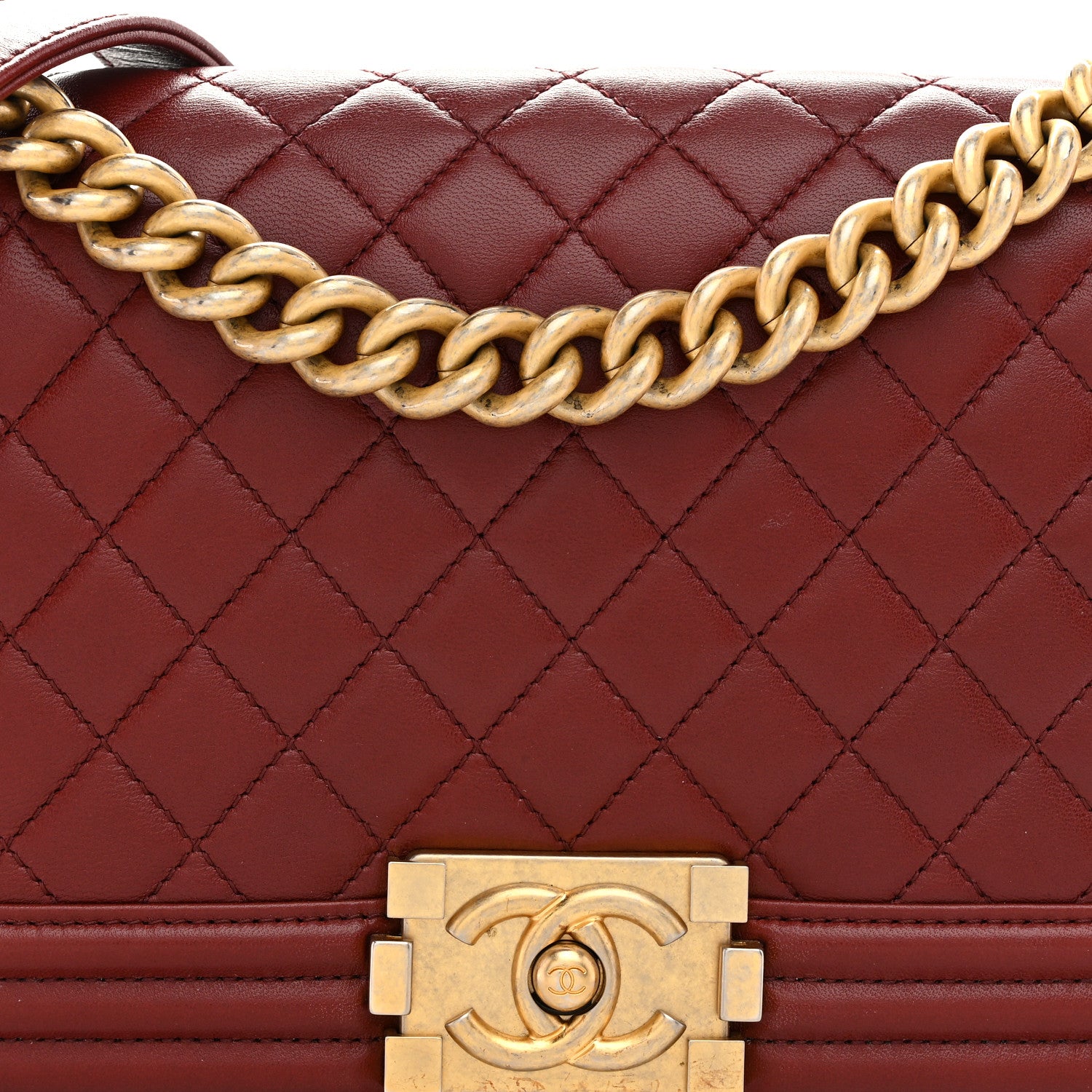 Chanel Lambskin Quilted Medium Boy Flap Dark Red 8 of 10