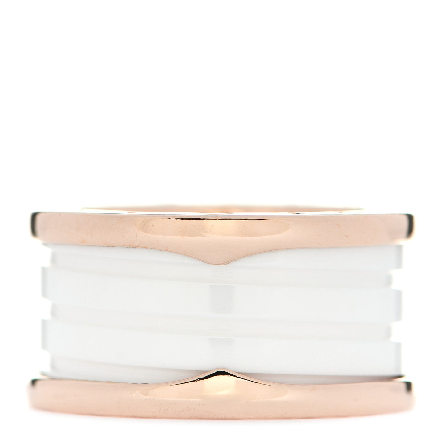 18K Rose Gold White Ceramic B.Zero1 Four-Band Ring 57 8