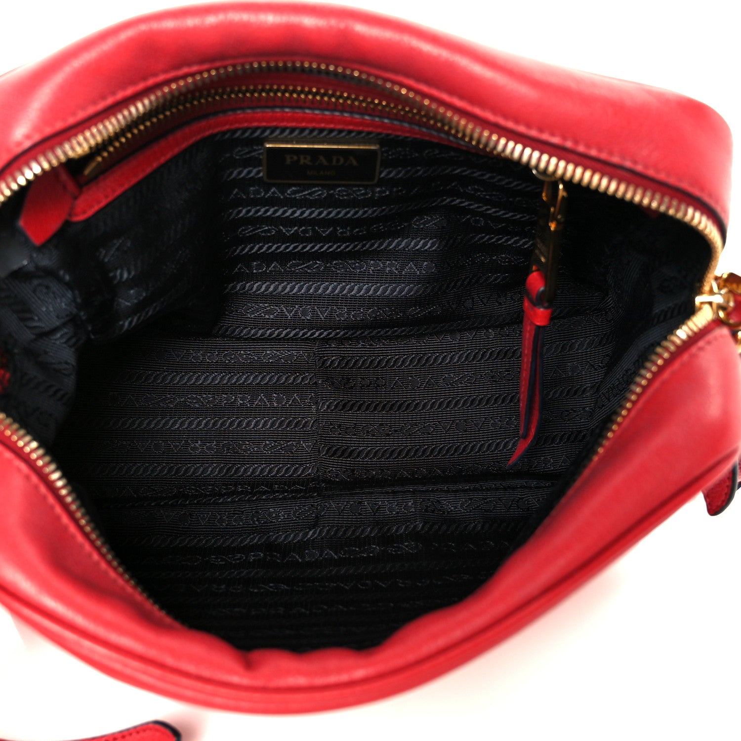 Prada Glace Calfskin Embossed Logo Crossbody Red 5 of 11