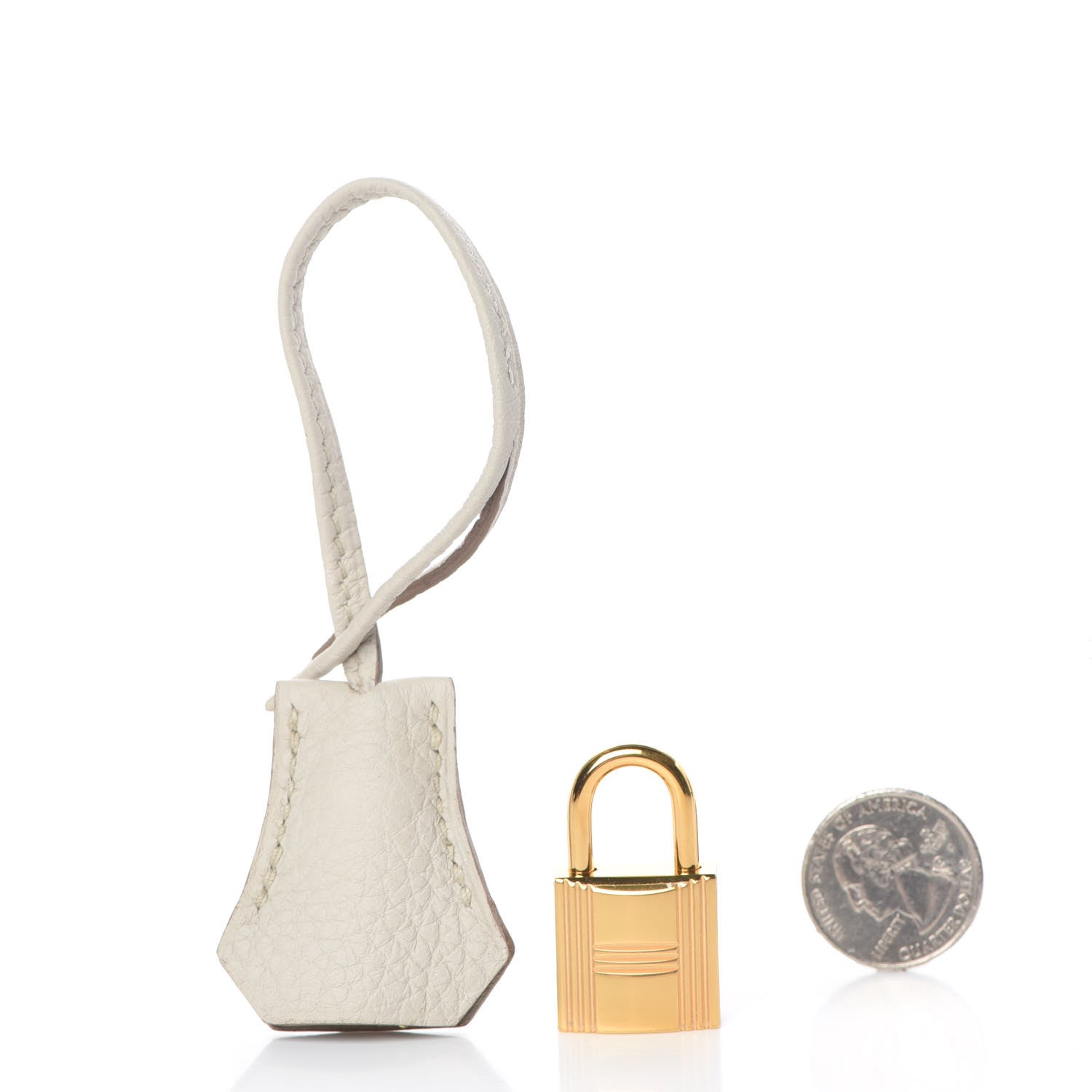 Hermes Togo Lock and Key Clochette Set Craie 2 of 5