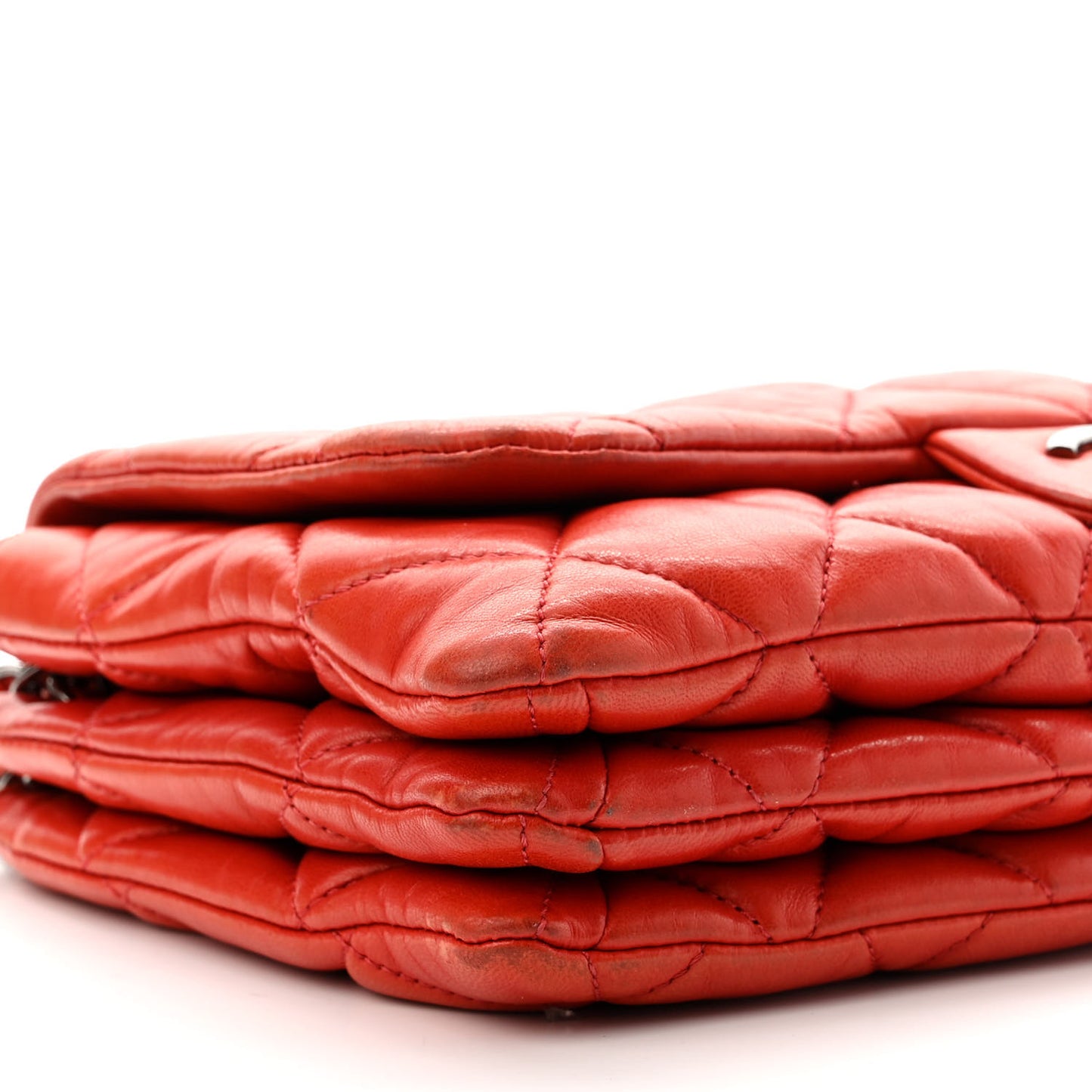 Lambskin Quilted Chanel 3 Accordion Flap Bag Red