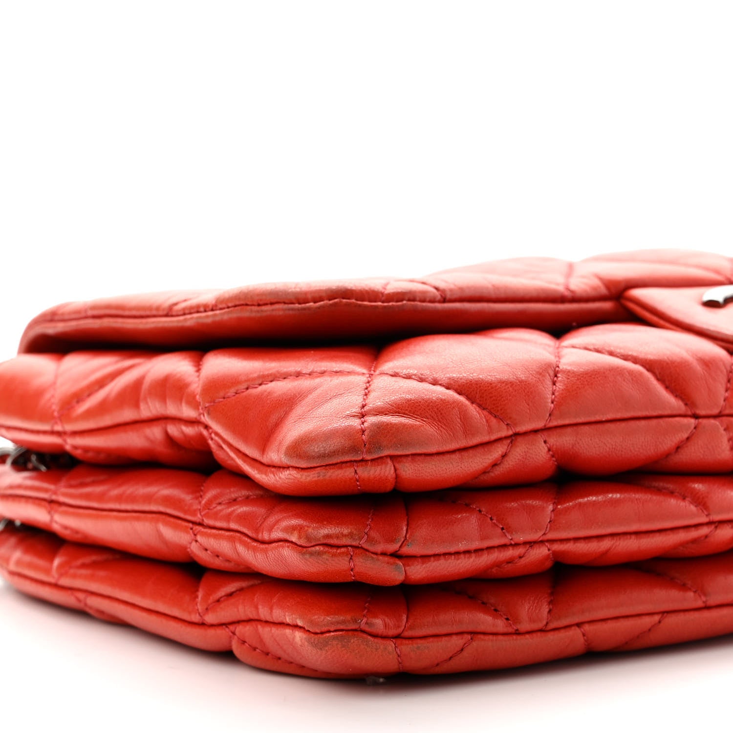 Chanel Lambskin Quilted Chanel 3 Accordion Flap Bag Red 8 of 13