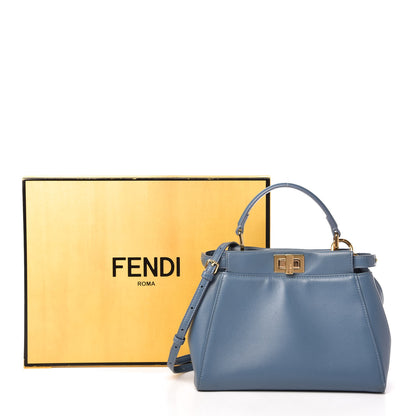 Fendi Nappa Mini Peekaboo Iconic Satchel Blue 11 of 11