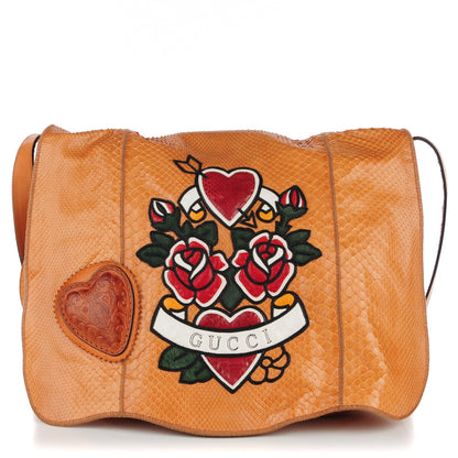 Gucci Python Tattoo Heart Tribeca Messenger Bag Tan 1 of 7