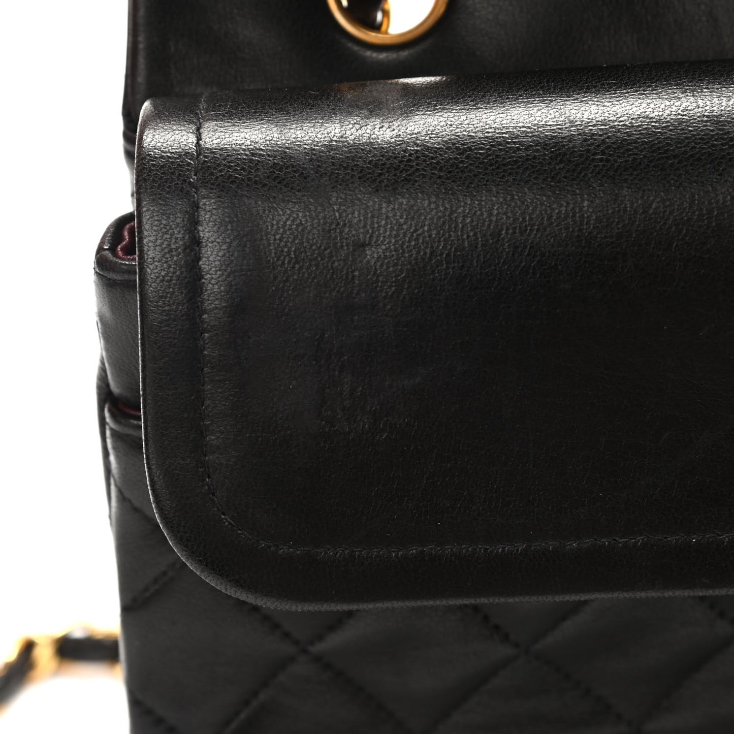 Lambskin Quilted Medium Double Flap Black