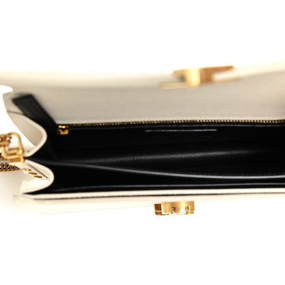 Saint Laurent Grain De Poudre Monogram Cassandra Clasp Bag Vintage White 5 of 18
