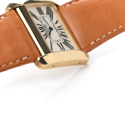 Cartier 18K Yellow Gold Calfskin 38mm Tank Divan Quartz Watch Brown 5 of 5