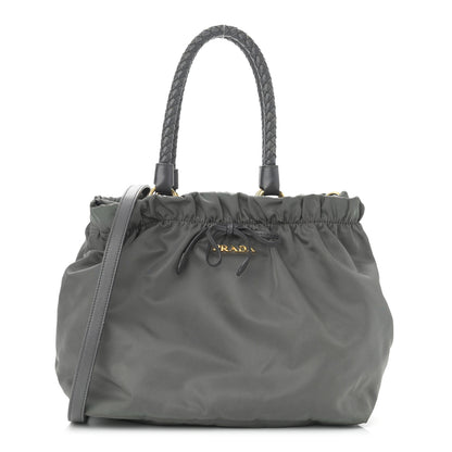Prada Tessuto Nylon Nappa Braided Top Handle Tote Grey 1 of 20