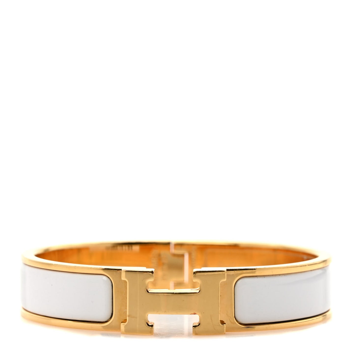 Enamel Narrow Clic Clac H Bracelet PM White