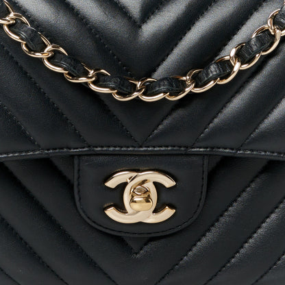 Chanel Lambskin Chevron Quilted Small Double Flap Black 9 of 11