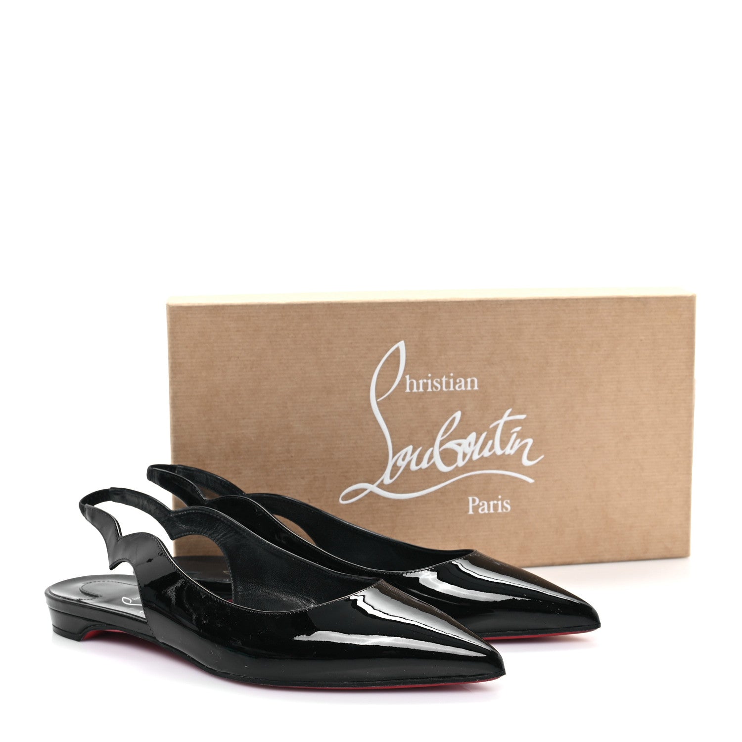 Christian Louboutin Patent Hot Chickita Slingback Flats 37.5 Black 9 of 9