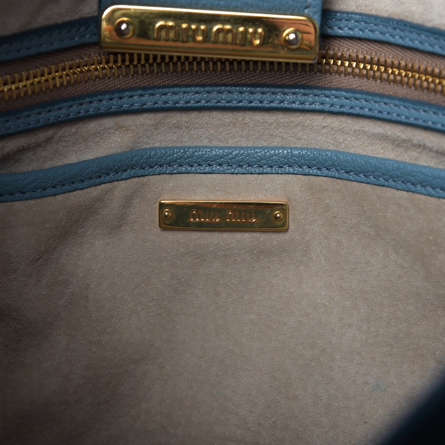 Goatskin Madras Shopping Tote Azzurro