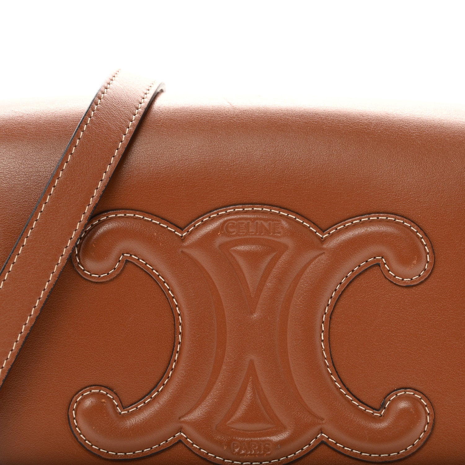 Celine Smooth Calfskin Cuir Triomphe Folco Crossbody Bag Tan 8 of 13