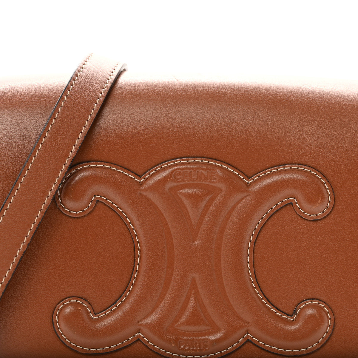 Celine Smooth Calfskin Cuir Triomphe Folco Crossbody Bag Tan 8 of 13
