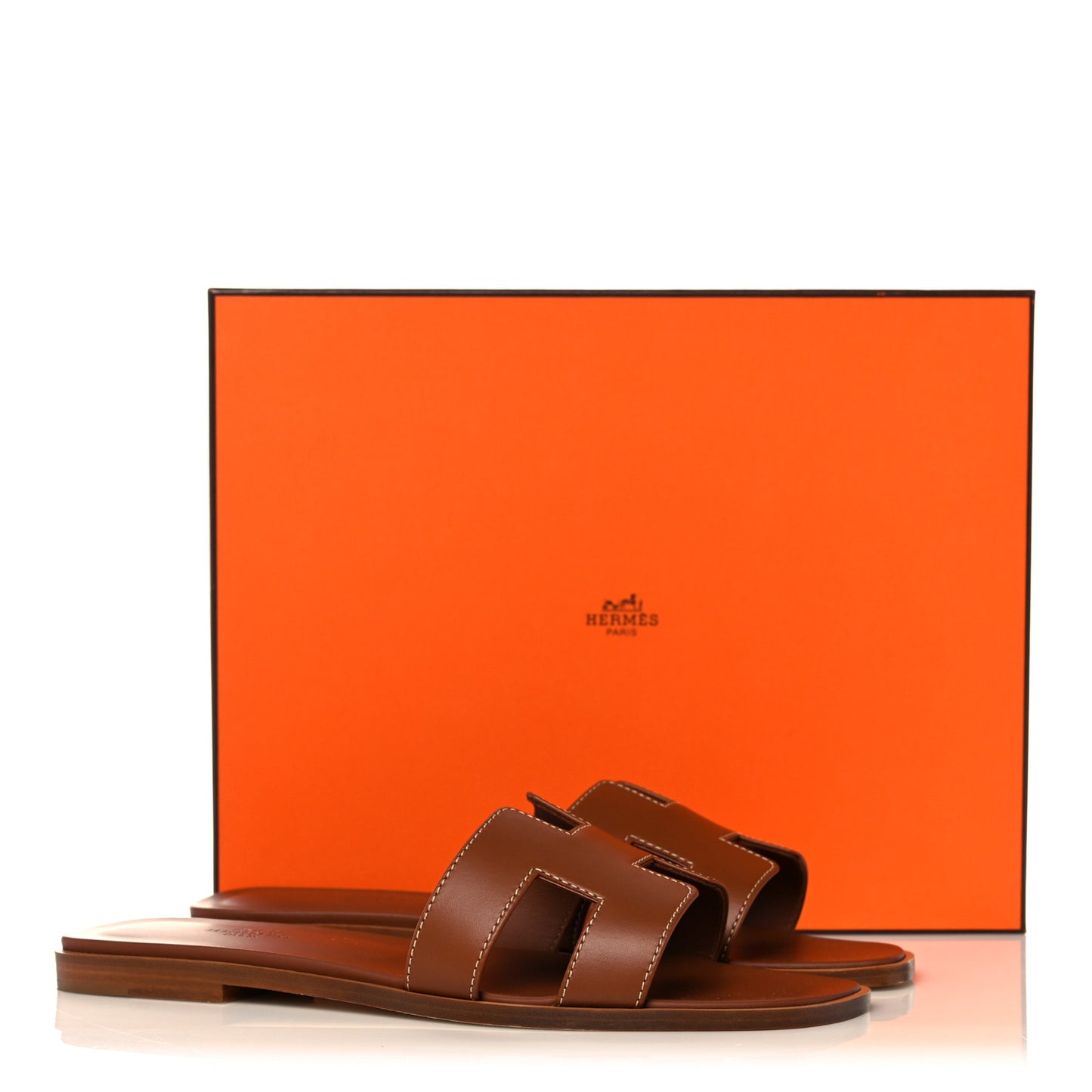 Box Calfskin Oran Sandals 38.5 Gold