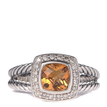 David Yurman Sterling Silver Diamond Citrine 7mm Petite Albion Ring 56 7.75 1 of 5