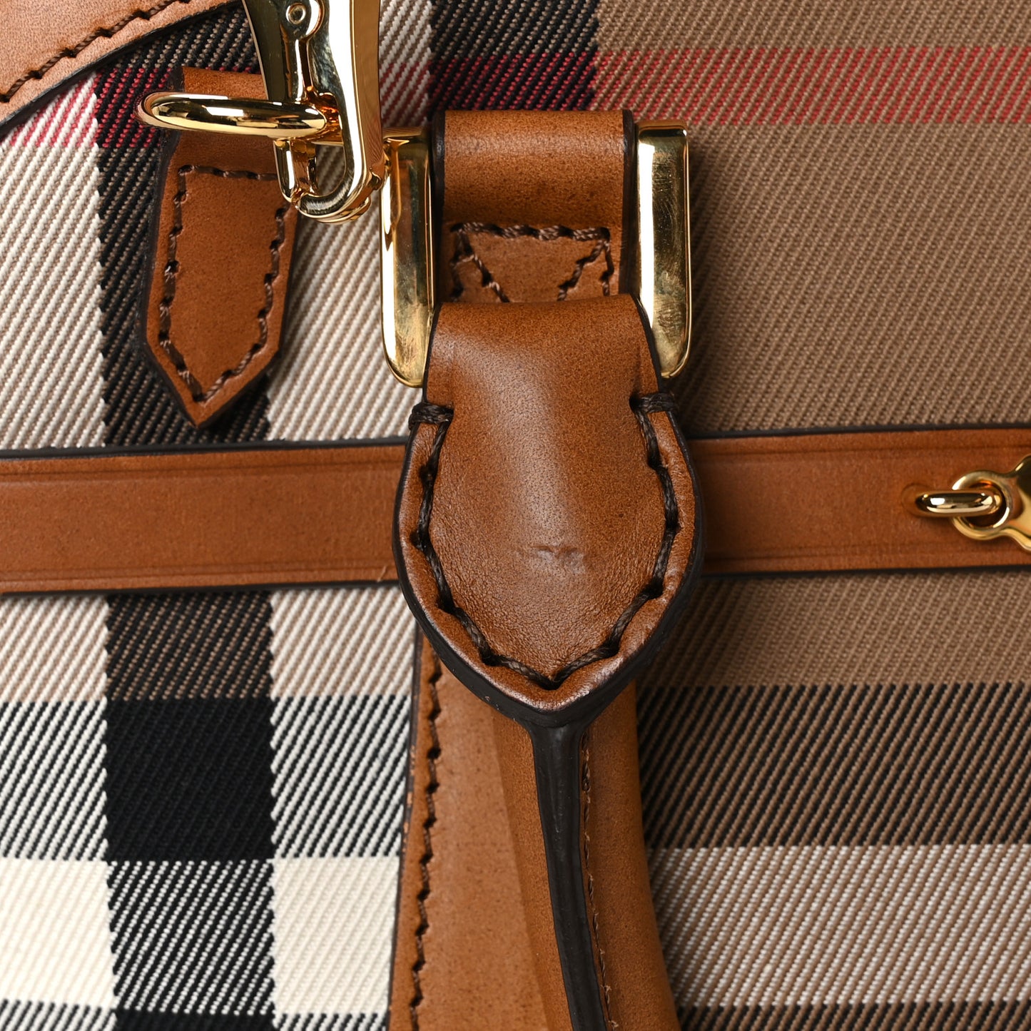 Bridle Calfskin House Check Small Orchard Bowling Bag Brown Ochre