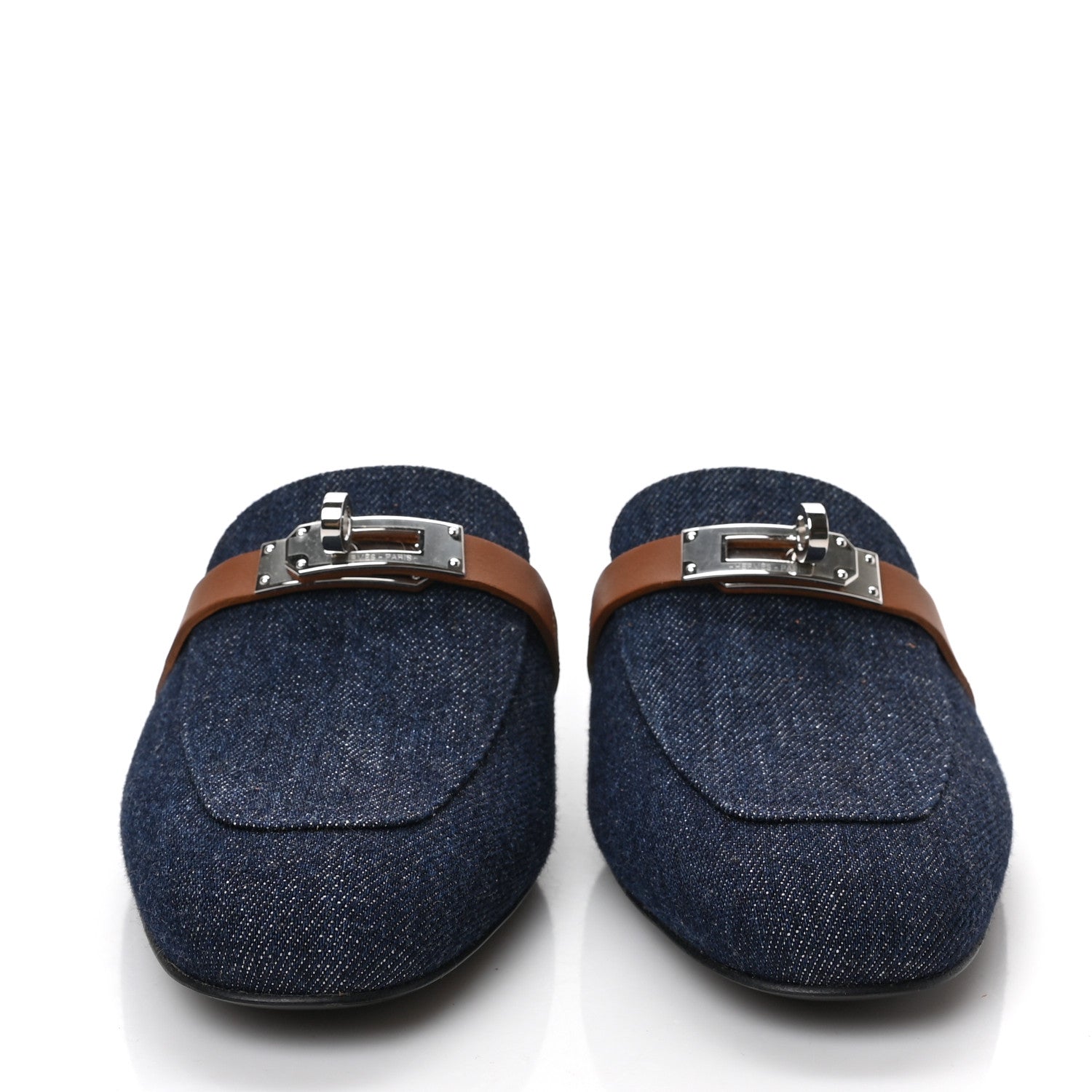 Hermes Calfskin Denim Oz Mules 36 Bleu Brut Gold 2 of 8