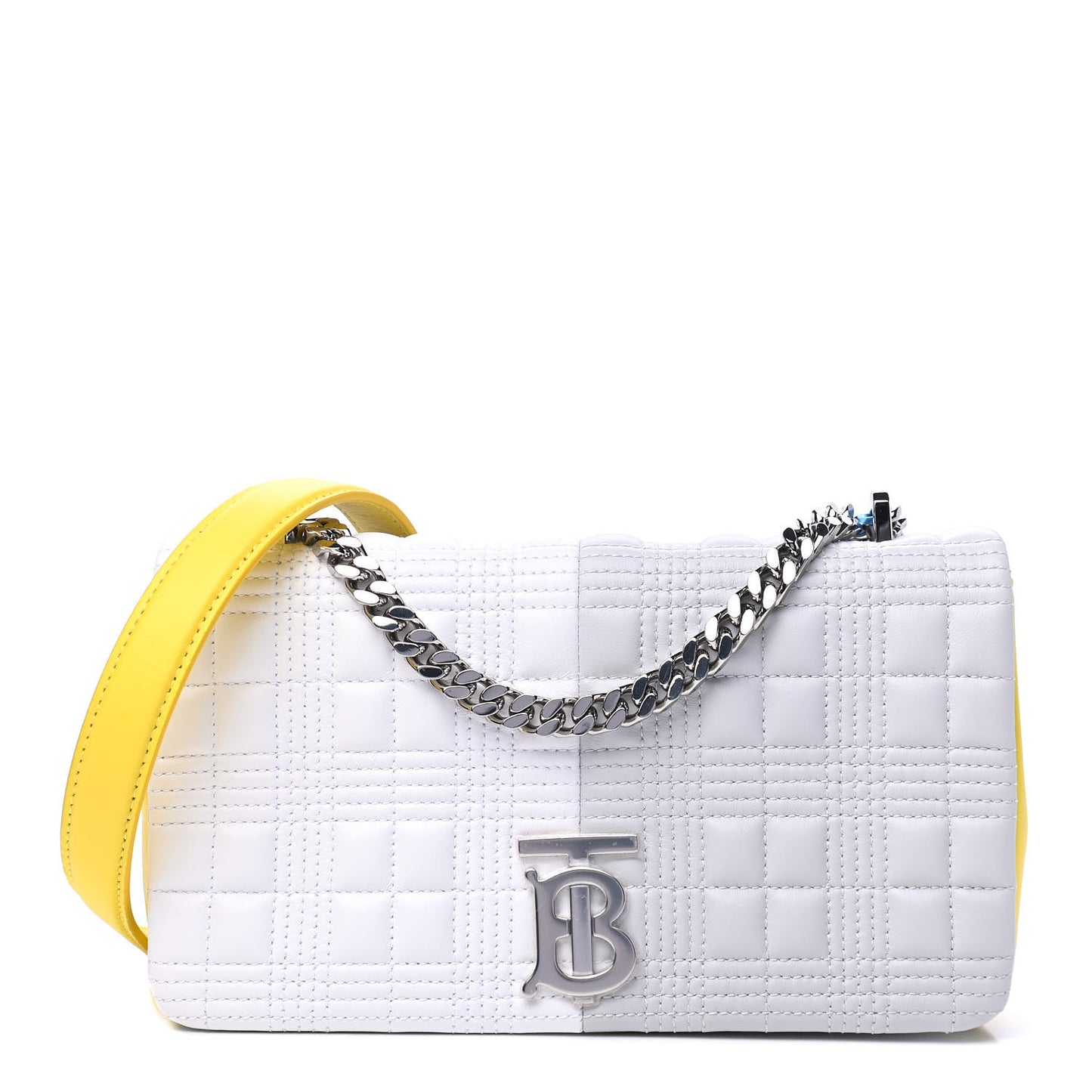 Lambskin Quilted Small Lola Bag White Grey Yellow