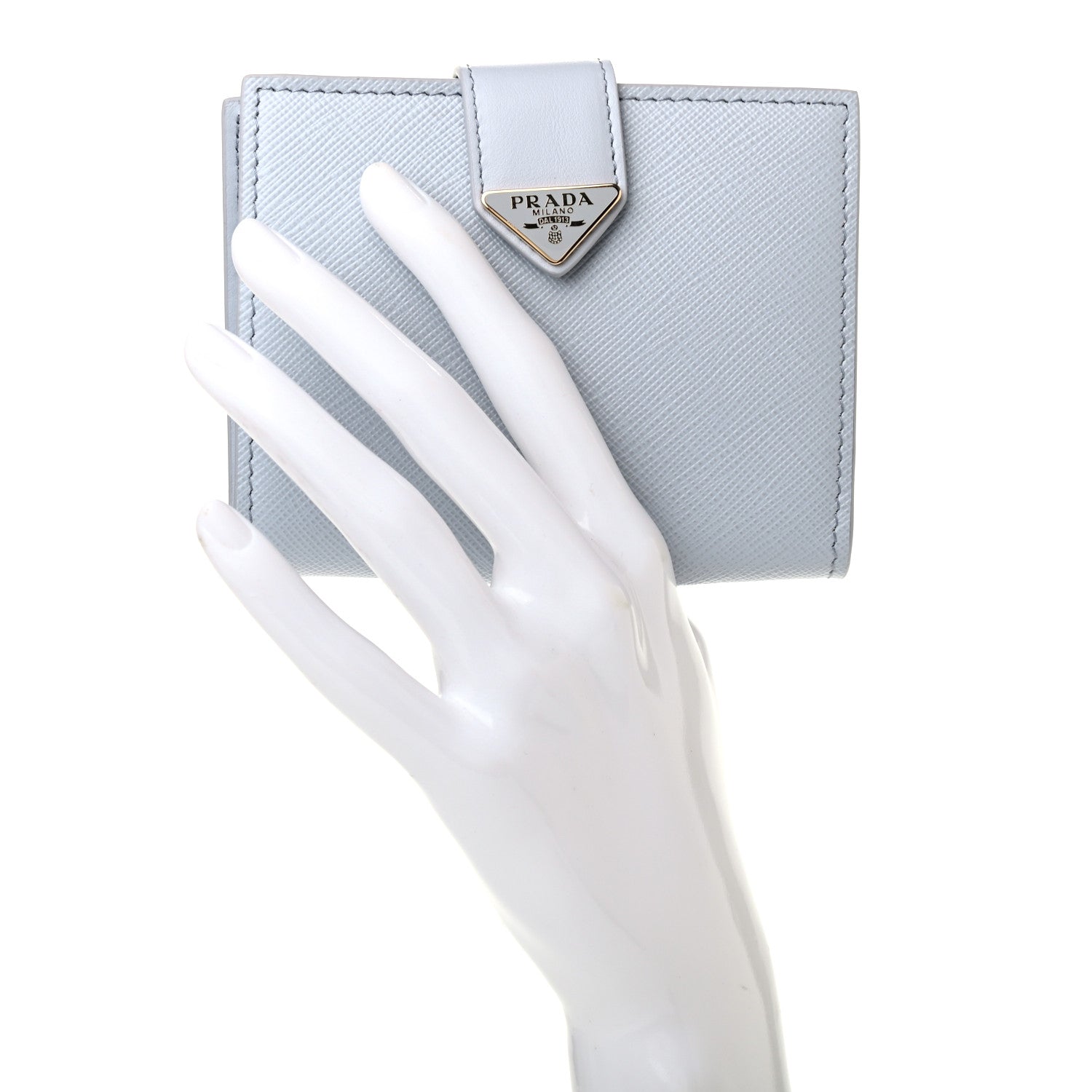 Prada Saffiano Tab Small Triangle Wallet Fiordaliso 2 of 7